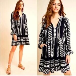 Maeve Anthropologie Dominique Tunic Aztec Print MIDI Dress With Pockets